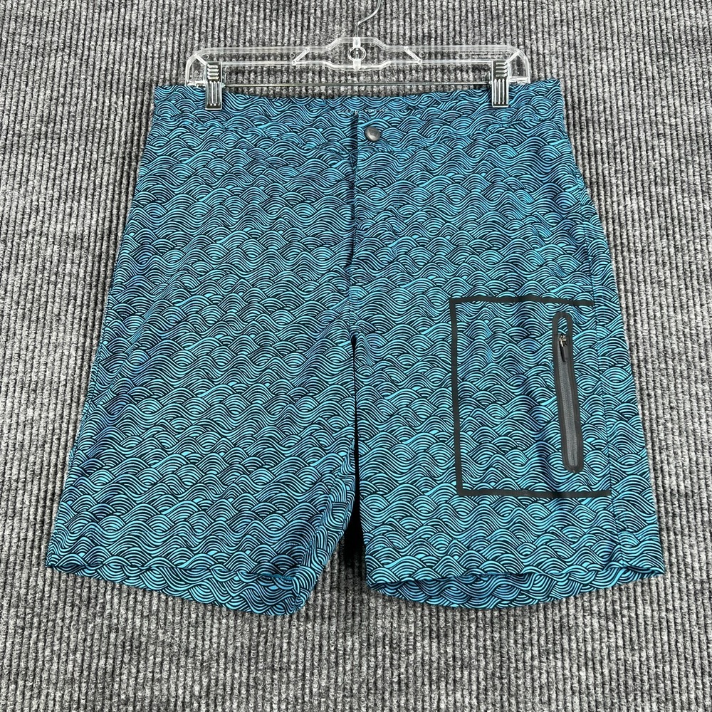 Mack Weldon Shorts Mens Size 31/32 Blue Green Geometric Swim Casual Board Hybrid
